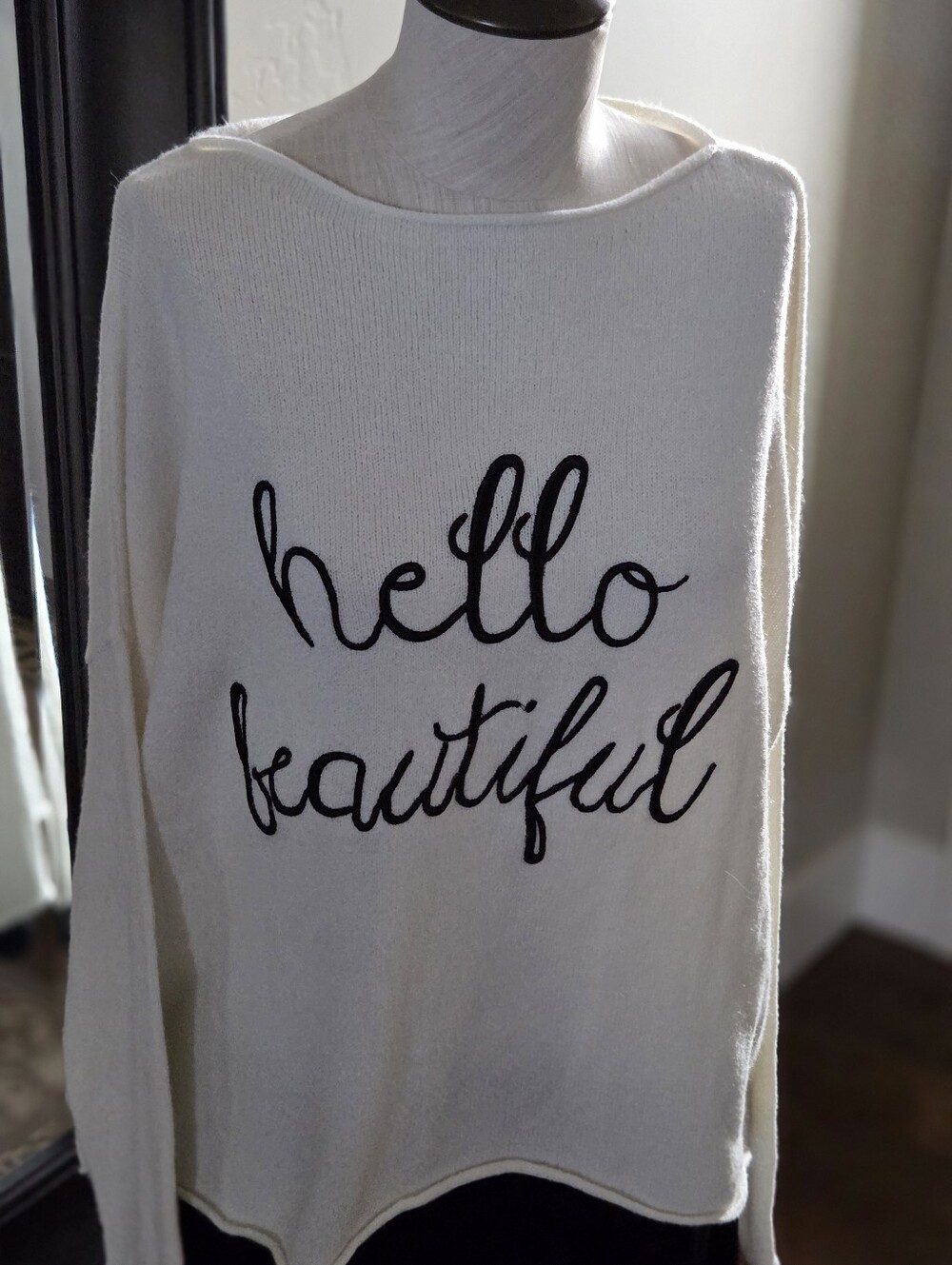 Hello Beautiful Cream Women's Sweater In Size Small/Medium